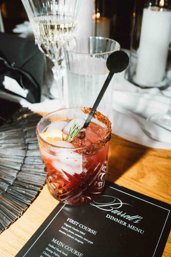 Craft cocktail and dinner menu at a Casa Mariposa Villa wedding reception